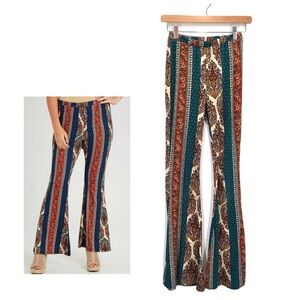 Earthbound Trading Co. Bell Bottom Flare Stretch Pants Size Small Cochlea